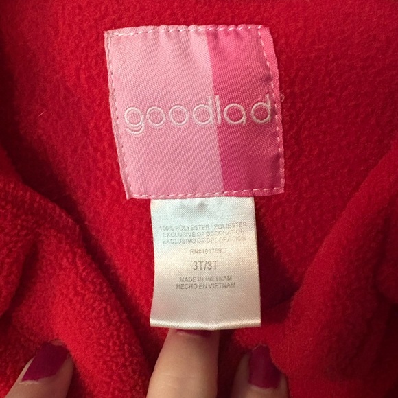 Red Girls' Heavy fleecy Coat with Black Accents 3T - Picture 4 of 4